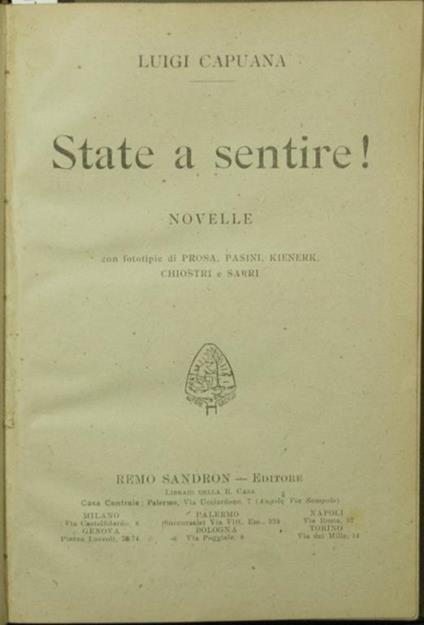 State a sentire!. Novelle - Luigi Capuana - copertina