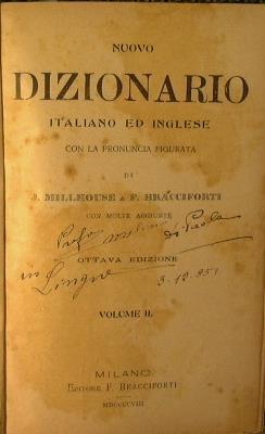 Nuovo dizionario italiano ed inglese - John Millhouse,Ferdinando Bracciforti - copertina