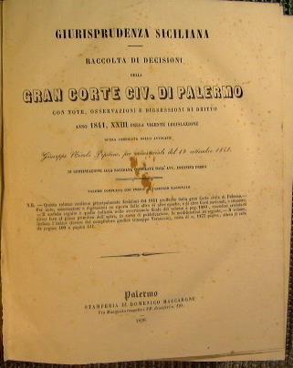 Raccolta di decisioni della gran corte civile di Palermo - Giuseppe Nicolò Pipitone - copertina