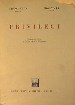 Privilegi - Girolamo Scafidi,Vito Spitaleri - copertina