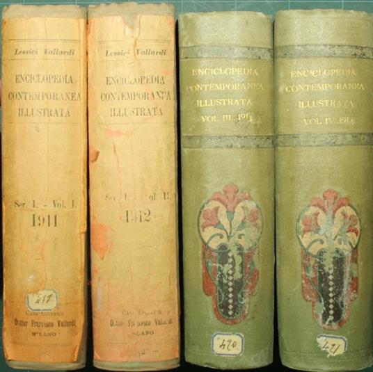 Enciclopedia contemporanea illustrata Serie I. Vol. I: 1911 Vol. II: 1912 Vol. III: 1913 Vol. IV: 1914 - copertina