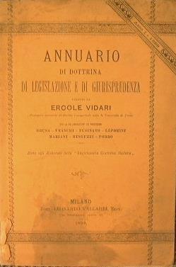 Annuario di dottrina di legislazione e di Giurisprudenza - Ercole Vidari - copertina