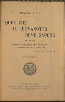 Quel che il giovanotto deve sapere - Silvano Stall - copertina