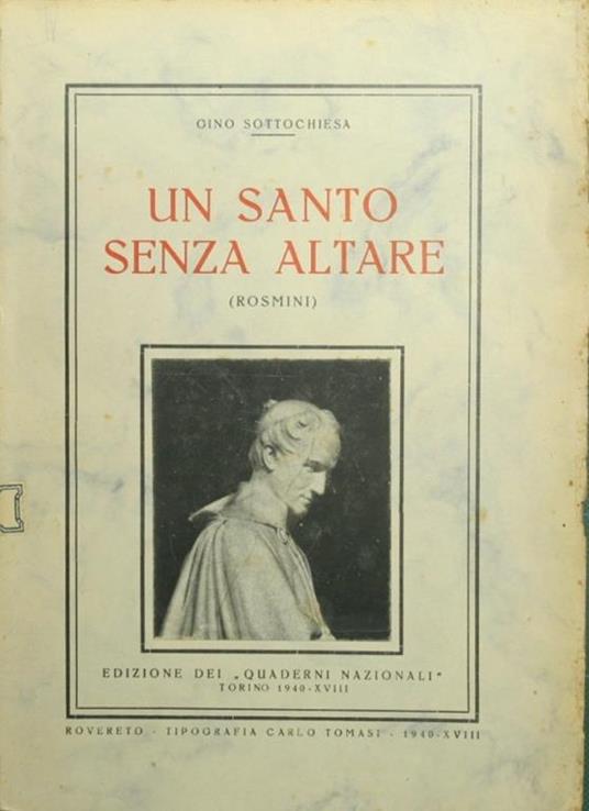 Un Santo senza altare. Rosmini - Gino Sottochiesa - copertina