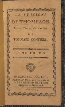 Le stagioni di Thompson libera traduzione poetica di Tommaso Contieri - James Thompson - copertina