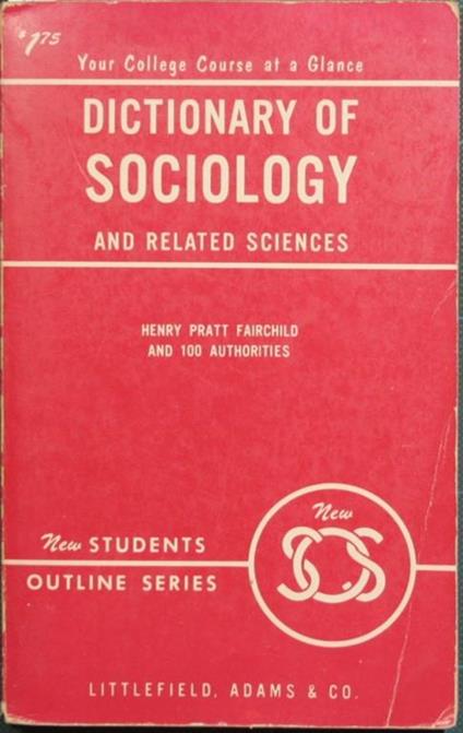 Dictionary of sociology - Fairchild Henry Pratt - copertina