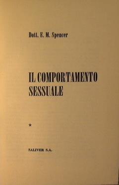 Il comportamento sessuale - Spencer Erberto - copertina