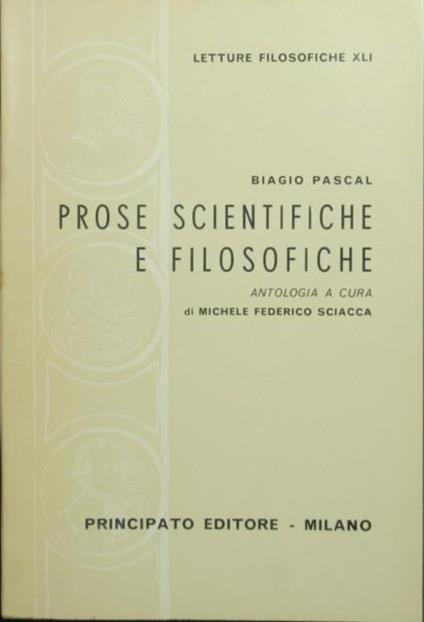 Prose scientifiche e filosofiche - Blaise Pascal - copertina