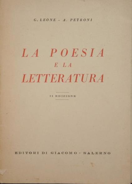 La poesia e la letteratura - Giuseppe Leone - copertina