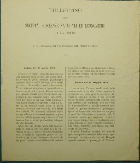 Bullettino della Società di scienze naturali ed economiche di Palermo. N. 6 - Emanuele Paternò - copertina