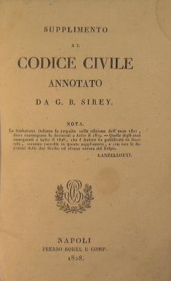 Supplimento al codice civile - G. B. Sirey - copertina