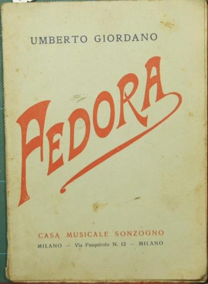 Fedora. Dramma di V. Sardou - Arturo Colautti - copertina
