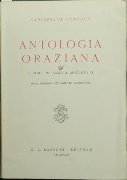 Antologia Oraziana - Enrica Malcovati - copertina