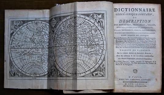 Dictionnaire Geographique Portatif Ou Description Des Royaumes, Provinces, Villes, Eveches, Duches, Comtes, Marquisats, Villes Imperiales, Ports, Forteresses, Et Autres Lieux Considerables Des Quatre Parties Du Monde - Vosgien - copertina