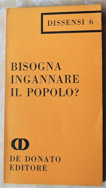 Bisogna Ingannare Il Popolo - copertina