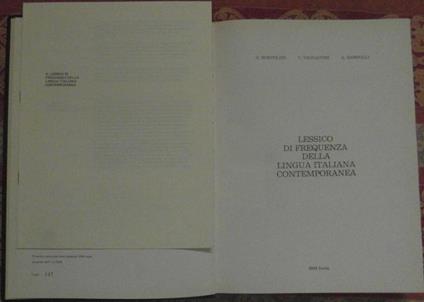 Lessico Di Frequenza Della Lingua Italiana Contemporanea - U. Bortolini,C. Tagliavini - copertina