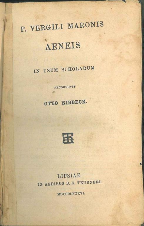 Aeneis in usum scholarum. Recognovit Otto Ribbeck - Publio Virgilio Marone - copertina