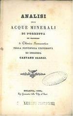 Analisi delle acque minerali di Porretta del professore di chimica farmaceutica nella pontificia università di Bologna