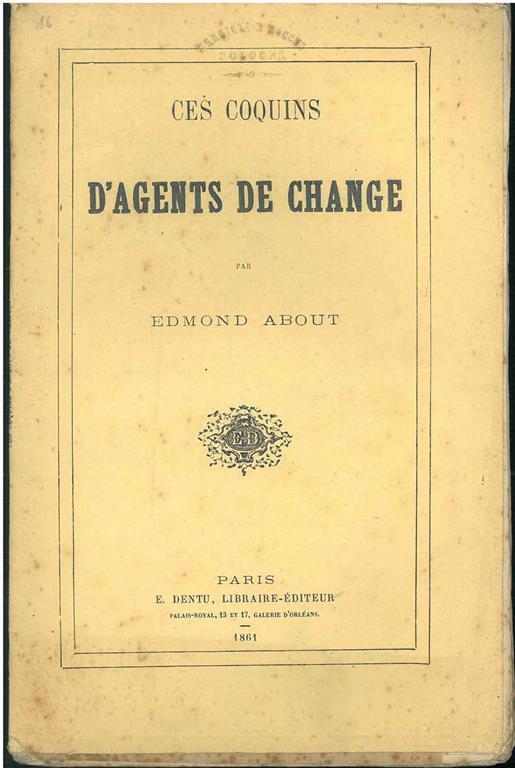 Ces coquins d'agents de change - Edmond About - copertina