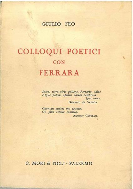 Colloqui poetici con Ferrara - Giulio Feo - copertina