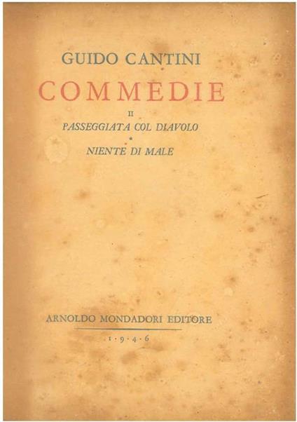 Commedie. Passeggiata col diavolo. Niente di male - Guido Cantini - copertina