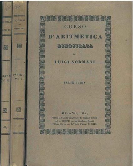 Corso di aritmetica dimostrata - Luigi Sormani - copertina