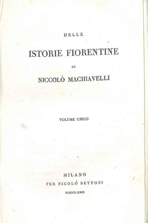 Delle istorie fiorentine. Biblioteca storica di tutte le nazioni - Niccolò Machiavelli - copertina