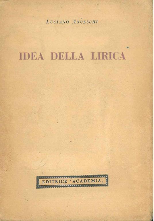 Idea della lirica - Luciano Anceschi - copertina