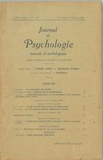 Journal de psychologie normale ed pathologique. Organe officiel de la société de psychologie. XXXI° année, n° 1-2, janvier-fevrier 1934 Direttori: Pierre Janet e Georges Dumas