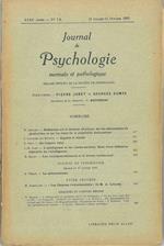 Journal de psychologie normale ed pathologique. Organe officiel de la société de psychologie. XXXII° année, n° 7-8, juillet-octobre 1935 Direttori: Pierre Janet e Georges Dumas