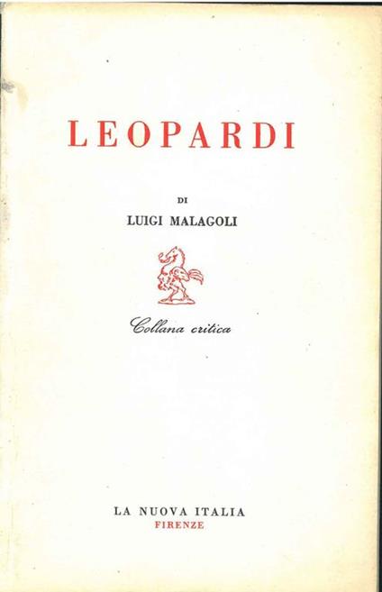 Leopardi - Luigi Malagoli - copertina