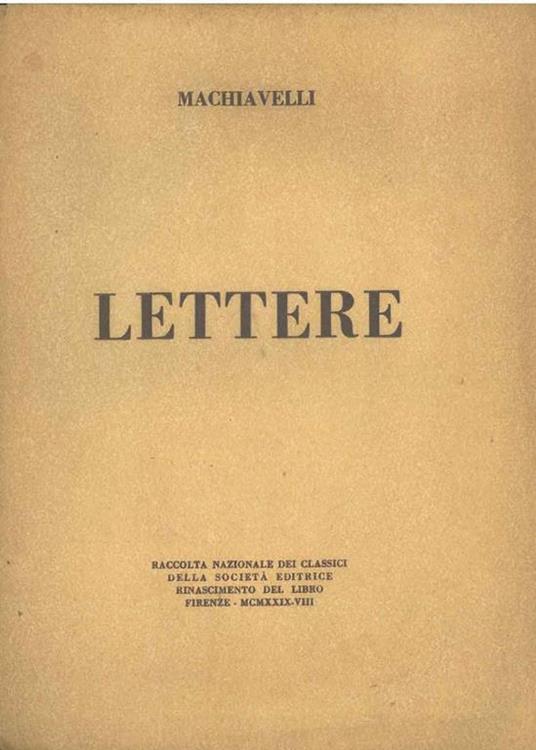 Lettere - Niccolò Machiavelli - copertina