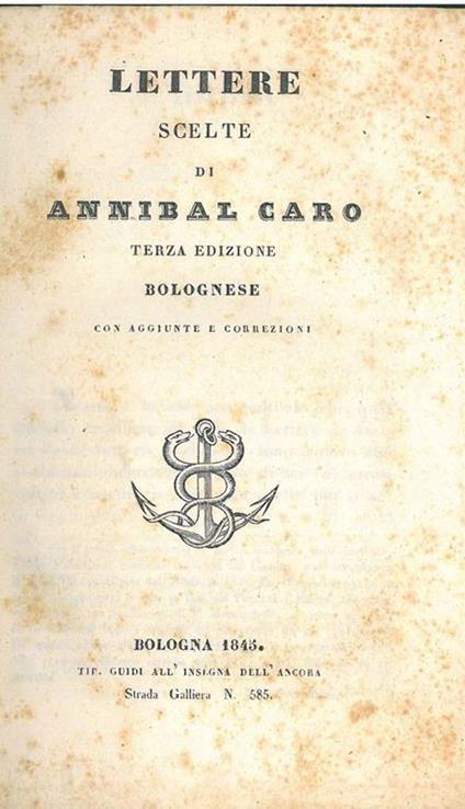 Lettere scelte - Annibal Caro - copertina