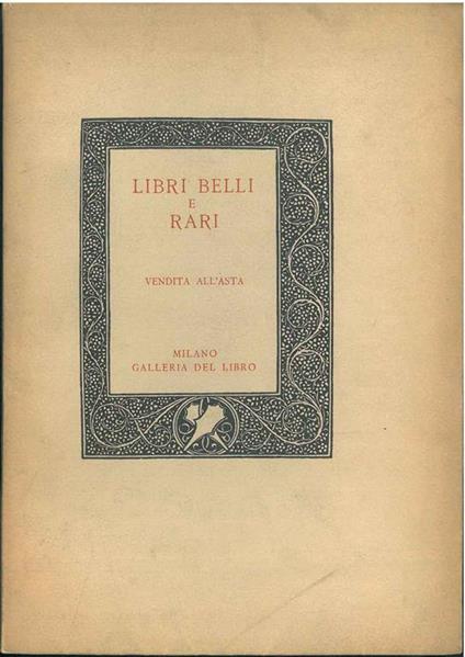 Libri belli e rari : asta Milano 1929 - copertina