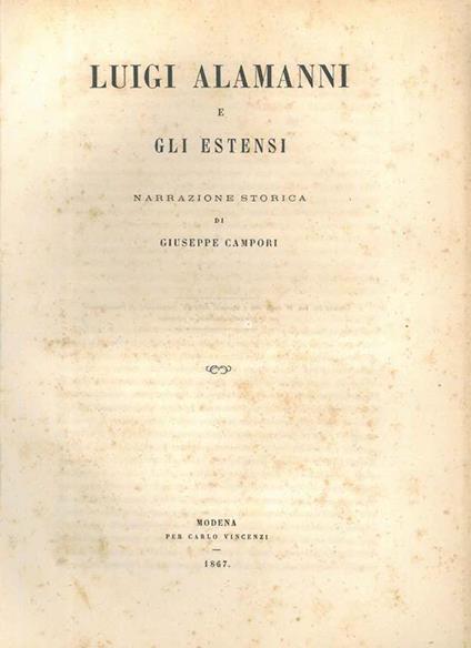 Luigi Alamanni e gli estensi - Giuseppe Campori - copertina