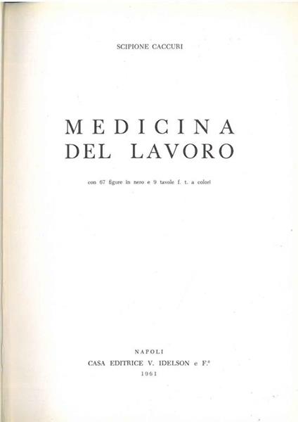 Medicina del lavoro - Scipione Caccuri - copertina