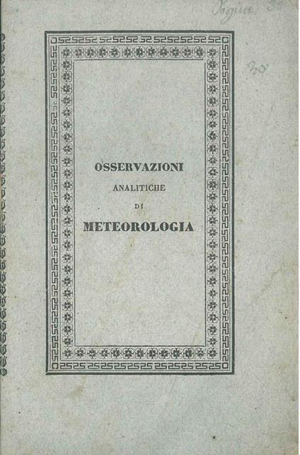 Osservazioni analitiche di meteorologia - copertina