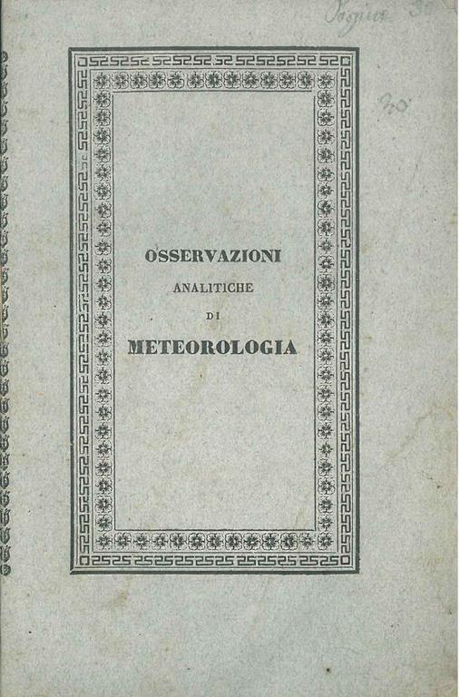 Osservazioni analitiche di meteorologia - copertina