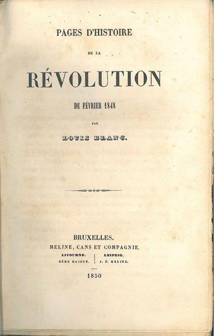 Pages d'Histoire de la révolution de février 1848 - Louis Blanc - copertina