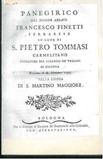 Panegirico... in lode di S. Pietro Tommasi carmelitano fondatore del collegio de' teologi di Bologna