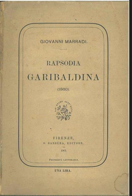 Rapsodia garibaldina (1860) - Giovanni Marradi - copertina