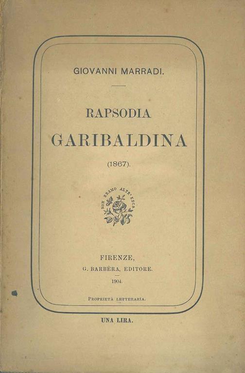 Rapsodia garibaldina (1867) - Giovanni Marradi - copertina