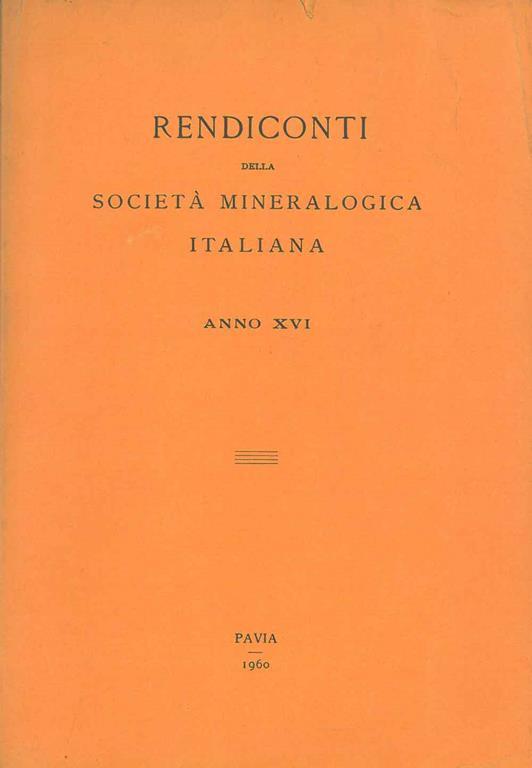 Rendiconti della società mineralogica italiana. Anno XVI - copertina