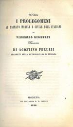 Sovra i prolegomeni al primato morale e civile degl' italiani di Vincenzo Gioberti