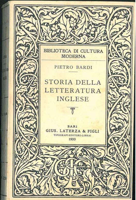 Storia della letteratura inglese - Pietro Bardi - copertina