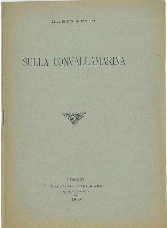 Sulla convallamarina. Estratto - Mario Betti - copertina