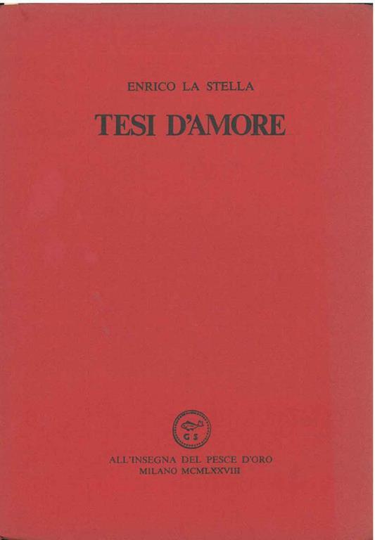 Tesi d'amore - Enrico La Stella - copertina