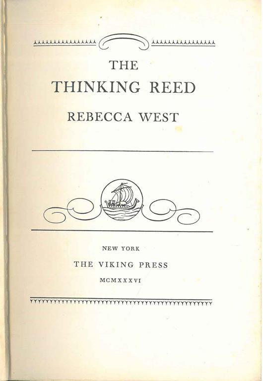 The Thinking Reed - Rebecca West - copertina