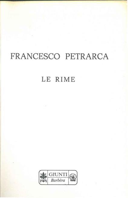 Le rime - Francesco Petrarca - copertina