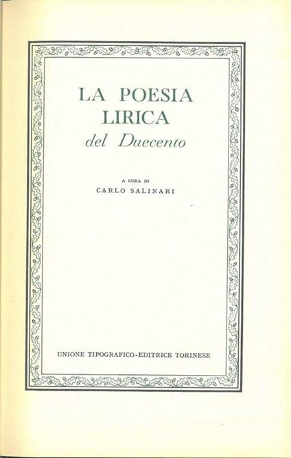 La poesia lirica del Duecento - Carlo Salinari - copertina